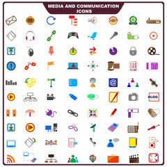 Fototapeta na wymiar vector illustration of set of media and communication icon