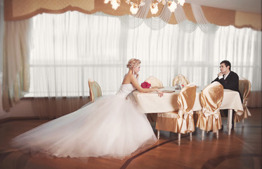 bride and groom at wedding day