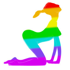 Woman silhouette rainbow flag