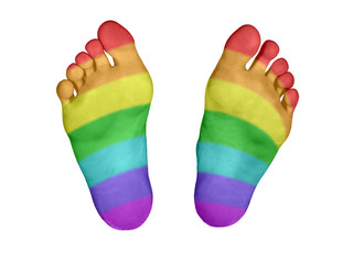 Feet with rainbow flag pattern