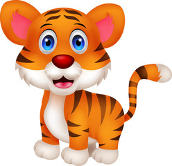 Naklejka premium Cute baby tiger cartoon