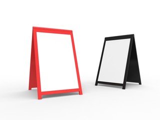 Two blank foldable advertising boards