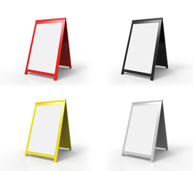 Four blank foldable advertising boards