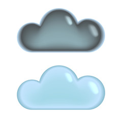 Grey and blue clouds silhouette icons set, vector