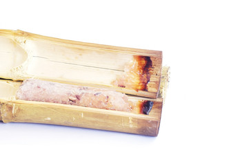 Glutinous rice roasted in bamboo joints