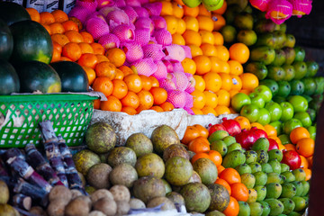 Various fruits at local market in Sri Lanka
