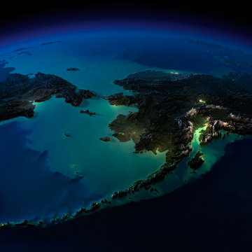 Night Earth. Alaska and the Bering Strait