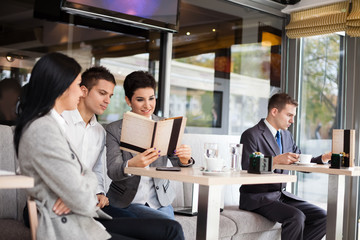 Businesspeople in cafe