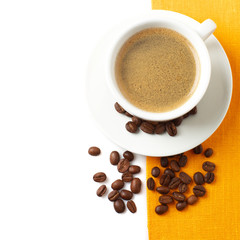 Coffee cup and beans