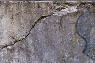 Cracked concrete wall background.