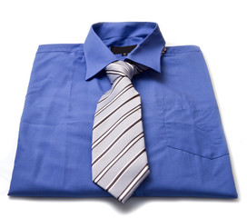 New blue man's shirt and tie