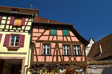 Timber frame houses in Riquewihr, Alsace, France