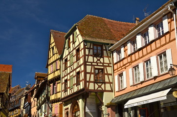 Fototapeta na wymiar Old town of Riquewihr in Alsace, France