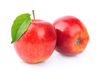 Ripe apples with leaves