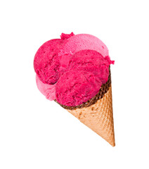 Ice cream scoops on cone 