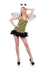 Obraz na płótnie Canvas Woman in bee costume isolated on white