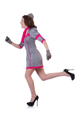 Airhostess isolated on the white background