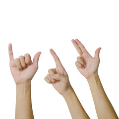 Isolated hands in variety style pointing