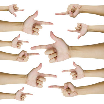 Isolated hands pointing
