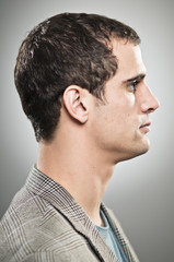 Fototapeta premium Caucasian Man Blank Expression Profile Portrtait