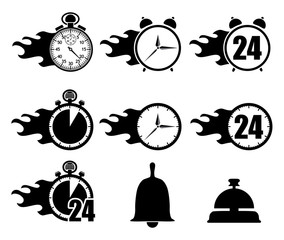 Obraz premium Icon set clocks, vector illustration