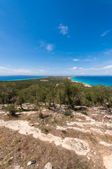 Aerial view Formentera island Ibiza horizon Spain Mediterranean