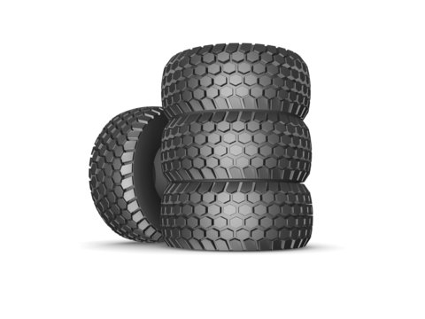 New tyres for truck with shadow isolated on white