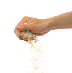 Hand releasing rice grain