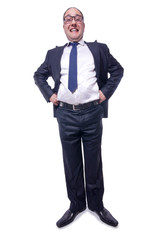 Funny businessman isolated on white