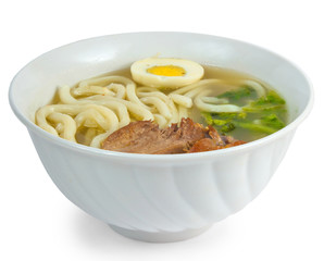 soup beef pasta egg isolated a on white background