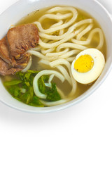 soup tasty beef pasta egg isolated a on white background