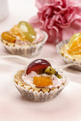 Cupcakes on pink background