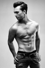 Sexy Male Model Posing Without Shirt