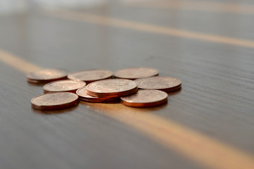 Coins on the table