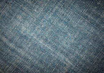 Blue jeans background texture Diagonal stripes Vignette