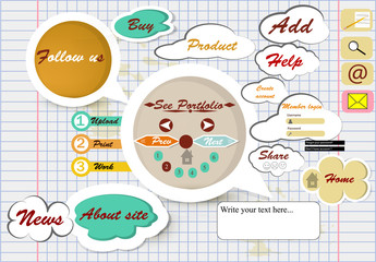 Design of web page on school copybook sheet