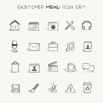 sketched menu icon set 2