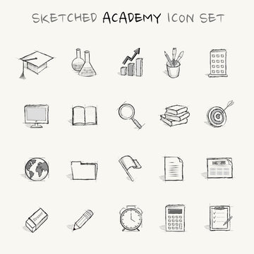 sketched academy icon set