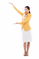 Asian business woman indicate blank space