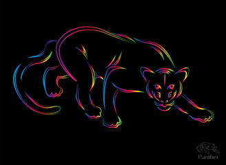 Obraz premium Vector illustration of panther symbol - tattoo