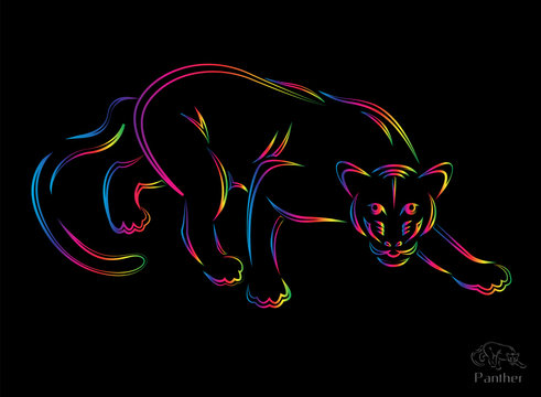 Vector illustration of panther symbol - tattoo