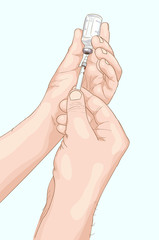 Insulin fence from an ampoule in syringe.