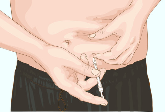Insulin injection in a belly.