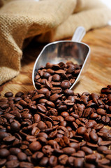 coffee beans on wooden table