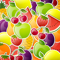 Vector Illustration of an Abstract Background with Glossy Fruits