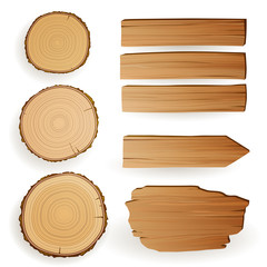 Vector Illustration of Wood Material Elements - 51865598
