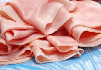 Rebanadas de jamón,jamón cocido Italiano. © Gustavo Andrade