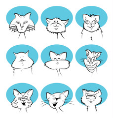 Cat Cartoon Faces/Cat mascot character illustration set