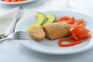 Salmon patty with vegetables