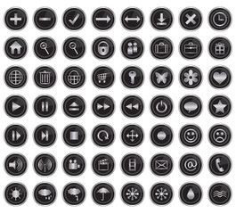 Elegant black and silver various icons set